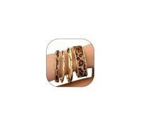 Hewill 4PCS Leopard Bracelet Bangle for Women Cheetah leopart Jewelry Gift Wide Thick Chunky Gold Bangles Bracelets Trendy Stack, M, Metal, no gemstone