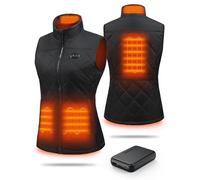 HEWINZE Women's Heated Quilted Gilet - Electric Dual-Control Heating Padded Vest with 7.4V Battery Pack, EU Large, Black
