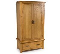 hewitt wooden wardrobe with 2 doors 1 drawer in rustic oak