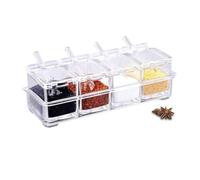 Hewnda Clear Seasoning Box,4 Pcs Acrylic Spice Storage Container storage with Covers and Spoons for Spice, Sugar, Salt, Sugar, Cardamon, Cinnamon