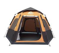 Hewolf 2/3/4 Person Camping Tent - Instant Pop Up Waterproof 2 Doors Tent with Easy Setup | 3-Season Hexagonal Dome Design for Family, Hiking & Traveling (Yellow)