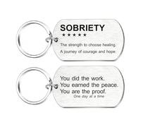Hewonnn 3 Year Sober Gifts for Men & Women - 3-Year Sobriety Keychain - 3 Years AA Recovery Token, One Day at a Time 3rd Sober Anniversary Milestone Gifts