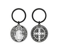 Hewonnn Saint Benedict Medal Keyring - St. Benedict Protection Gifts - Religious Gift for Men and Women, Catholic Blessing for Christmas