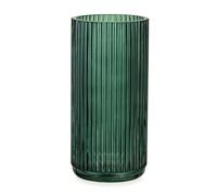 Hewory 20cm Green Vase, Large Glass Vase for Flowers Table Decoration | Ø 9cm Opening, Modern, Ribbed Flower Vase, Thick Big Vase for Home Decor, Centrepiece, Living Room, Fireplace, House