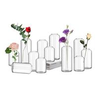 Hewory Cylinder Bud Vases for Flowers, 12 Small Vases for Table Decoration
