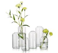 Hewory Cylinder Bud Vases for Flowers, 6 Small Vases for Table Decoration