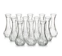 Hewory Glass Bud Vases for Flowers -12 Glass Vase in Bulk Decorative Small Vases for Table Decoration Wedding Centrepiece, Ribbed Single Flower Vase for Party Birthday Bridal Shower Home Decor
