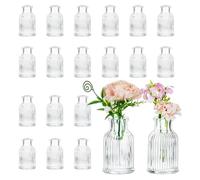 Hewory Glass Bud Vases for Flowers: 20 Mini Vases 7.2cm H x 4.2cm W Vintage Small Vase for Wedding Table Decoration - Tiny Flower Vase for Party Birthday