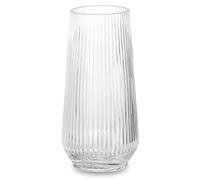 Hewory Ribbed Glass Vase for Flowers: 20cm Large Vase Clear Flower Vases for Living Room - Crystal Glass Vases for Decor Table Centrepiece Home Decoration