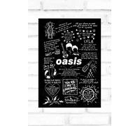 Hewson Oasis Doodle Lyric Poster - Oasis Artwork Gift for Fan - A3, Black Chalkboard