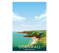 Hewson's Gifts UK Travel Print UK Cities and Shires, Handmade Print Of The Beautiful Places of United Kingdom, UK Artwork Wall Art Poster For New Home Kitchen Print (Cornwall, A2 Unframed Print)