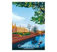 Hewson's Gifts UK Travel Print UK Cities and Shires, Handmade Print Of The Beautiful Places of United Kingdom, UK Artwork Wall Art Poster For New Home Kitchen Print (Cambridge, A2 Unframed Print)