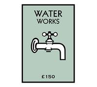 Water Works Monopoly Style Bathroom Print, Wall Art, Kitchen Poster, New Home Decor, Wall Art, Gallery Wall, A4 A3 A2 Personalised Gift Housewarming New Home (Sage Green, A3 Unframed)