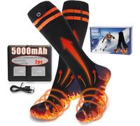 Hewwooy Heated Socks for Men Women, Gnueren Electric Heated Socks 5V 5000mAh USB Rechargeable Battery 4 Heating Settings Washable Winter heating socks for Skating, Camping, Hiking, Fishing, Cycling