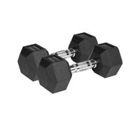 HEX 2x9 kg rubber-coated cast iron dumbbells REBEL ACTIVE