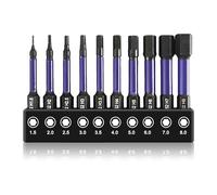 Hex Allen Key Drill Bit Set, 10 Pcs Alan Keys Hex Screwdriver Drill Bit Sets 50mm Impact Magnetic Allen Wrench Bits S2 Steel H1.5-H8