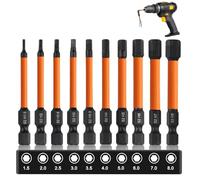 Hex Allen Key Drill Bit Set: 10 Pcs Impact Screwdriver Driver Bit Alan Keys Sets - S2 Steel 50mm Length Magnetic Allen Wrench Drills Bits Set H1.5-H8