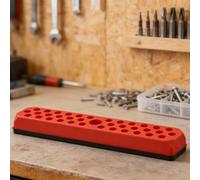 Hex Bit Holder for 1/4-inch Screwdriver, 43-Hole Plastic Organizer with Magnetic Base, Resistant Polypropylene, Tool Box Storage(RED)