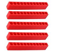 Hex Bit Organiser Magnetic Bit Holder Screwdriver Hole Plastic 12-Hole Bit Storage Strip Storage Case Tool for Hex Shank Bits Red 5pcs