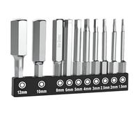 Hex Bit Set 10PC - Allen Key Drill Bits for Power Tools, S2 Alloy Steel Hex Shank Bits (1.5-12mm), Metric Hex Driver Set for Screwdriver, Impact Driver & DIY Projects