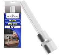 Hex Bit Socket 5 mm x 100 mm for Hard to Reach Areas - Allen Key Bit Socket with 1/2" Drive - Made of Chrome Vanadium Steel - MONTERAL