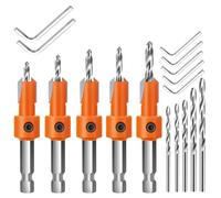 Hex Countersink Drill Bit, Lytool 5Pcs Quick Change 6.35mm Adjustable