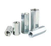 Hex Coupling Nut Long Rod, Galvanized Carbon Steel Hex Nut Extension Joint M5-M20 15mm-60mm Set(M12x17x50mm-5pcs)
