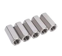 Hex Coupling Nut M12 Stainless Steel, 5 Pieces, Anti Silver Connectors - Durable 304 Material, Easy Installation, Ideal for Bolts and Screws Fastening