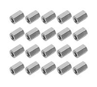 Hex Coupling Nuts 304 Stainless Steel, M8 x 1.25-13 - L20mm, 20PCS Silver Thread Rod Connection - Rustproof Durable, Hexagonal Design, Ideal for Bolts, Studs, Screws Joining