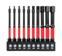Hex Drill Bit Set, 10PCS 100mm Ball End Hex Bits Sets Long Allen S2 Steel Magnetic Screwdriver Bits Set Hexes Bit Sets Screwdriver Impact Bit