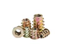 Hex Drive Head Furniture Nut， Zinc Alloy Flanged Hex Drive Head Insert Nuts For Wood M4-M10 10mm-25mm Pack Of 100(M6X25 100PCS)
