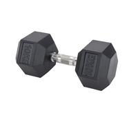 Hex Dumbbell 10kg - Rubber Encased Anti-Roll Weight with Chrome Handle for Strength Training, Home Gym & Weightlifting (Single)