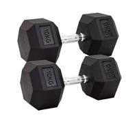 Hex Dumbbell Pair 2.5kg-30kg | Rubber Encased Cast Iron Weights for Strength Training, Home Gym, Fitness & Exercise Equipment for Men & Women (Black, 10KG Pair)