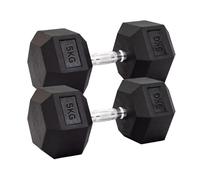 Hex Dumbbell Pair 2.5kg-30kg | Rubber Encased Cast Iron Weights for Strength Training, Home Gym, Fitness & Exercise Equipment for Men & Women (Black, 5KG Pair)
