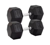 Hex Dumbbell Pair 2.5kg-30kg | Rubber Encased Cast Iron Weights for Strength Training, Home Gym, Fitness & Exercise Equipment for Men & Women (Black, 25KG Pair)