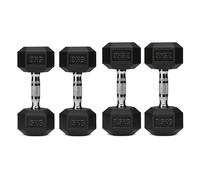 Hex Dumbbell Set 2 Pair - Rubber Coated Hex Weights with Knurled Grip for Home Gym, Strength Training & Full Body Workout (Multiple Weight Options)