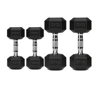 Hex Dumbbell Set 2 Pair - Rubber Coated Hex Weights with Knurled Grip for Home Gym, Strength Training & Full Body Workout (Multiple Weight Options)