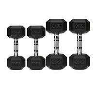 Hex Dumbbell Set 2 Pair - Rubber Coated Hex Weights with Knurled Grip for Home Gym, Strength Training & Full Body Workout (Multiple Weight Options)