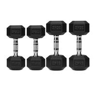 Hex Dumbbell Set 2 Pair - Rubber Coated Hex Weights with Knurled Grip for Home Gym, Strength Training & Full Body Workout (Multiple Weight Options)
