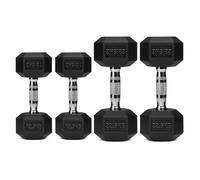Hex Dumbbell Set 2 Pair - Rubber Coated Hex Weights with Knurled Grip for Home Gym, Strength Training & Full Body Workout (Multiple Weight Options)
