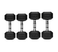 Hex Dumbbell Set 2 Pair - Rubber Coated Hex Weights with Knurled Grip for Home Gym, Strength Training & Full Body Workout (Multiple Weight Options)