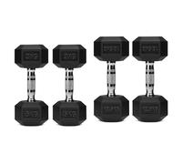 Hex Dumbbell Set 2 Pair - Rubber Coated Hex Weights with Knurled Grip for Home Gym, Strength Training & Full Body Workout (Multiple Weight Options)