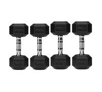 Hex Dumbbell Set 2 Pair - Rubber Coated Hex Weights with Knurled Grip for Home Gym, Strength Training & Full Body Workout (Multiple Weight Options)