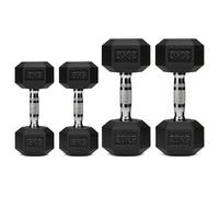 Hex Dumbbell Set 2 Pair - Rubber Coated Hex Weights with Knurled Grip for Home Gym, Strength Training & Full Body Workout (Multiple Weight Options)