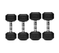 Hex Dumbbell Set 2 Pair - Rubber Coated Hex Weights with Knurled Grip for Home Gym, Strength Training & Full Body Workout (Multiple Weight Options)
