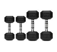 Hex Dumbbell Set 2 Pair - Rubber Coated Hex Weights with Knurled Grip for Home Gym, Strength Training & Full Body Workout (Multiple Weight Options)