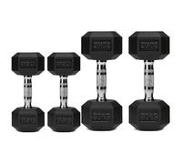 Hex Dumbbell Set 2 Pair - Rubber Coated Hex Weights with Knurled Grip for Home Gym, Strength Training & Full Body Workout (Multiple Weight Options)