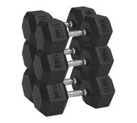 Hex Dumbbell Set 3 Pairs 2.5kg-30kg | Rubber Encased Cast Iron Weights | Strength Training for Home Gym | Optional Rack Stand (Without Rack-back, 2X(7.5+10+12.5)60Kg)