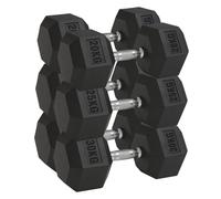 Hex Dumbbell Set 3 Pairs 2.5kg-30kg | Rubber Encased Cast Iron Weights | Strength Training for Home Gym | Optional Rack Stand (Without Rack-back, 2X(20+25+30)150Kg)