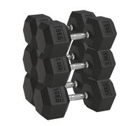 Hex Dumbbell Set 3 Pairs 2.5kg-30kg | Rubber Encased Cast Iron Weights | Strength Training for Home Gym | Optional Rack Stand (Without Rack-back, 2X(5+7.5+10)45Kg)